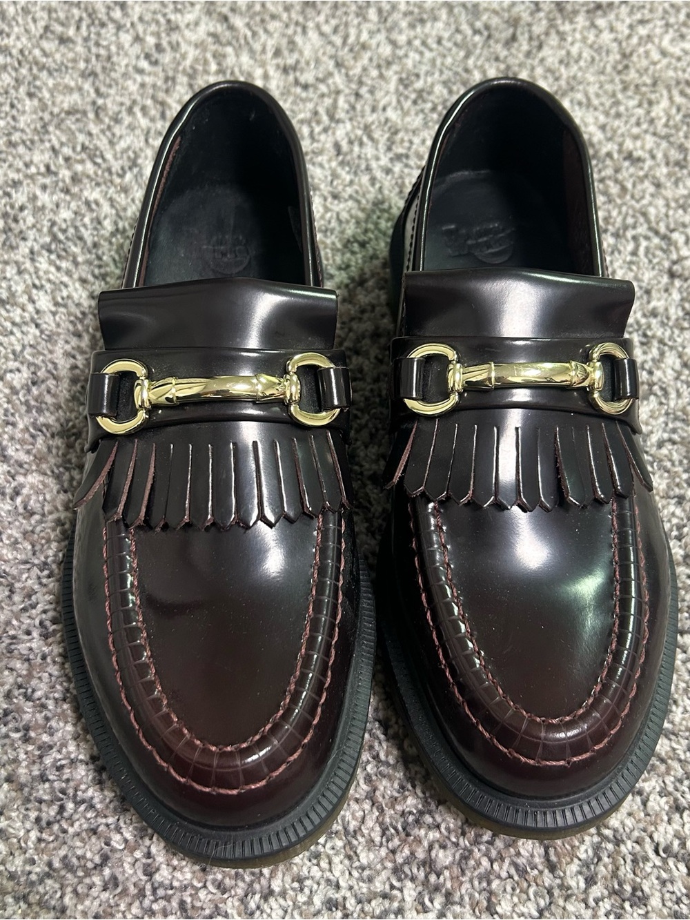 Dr. Martens Adrian Snaffle Smooth Leather Kiltie Loafers Cherry Red Women's Sz 7
